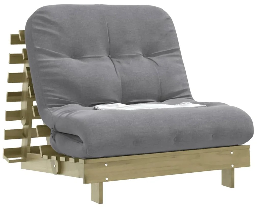 Sofá-cama futon c/ colchão 80x206x11cm madeira pinho impregnada