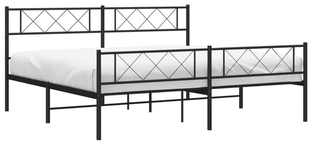 Estrutura de cama com cabeceira e pés 183x213 cm metal preto