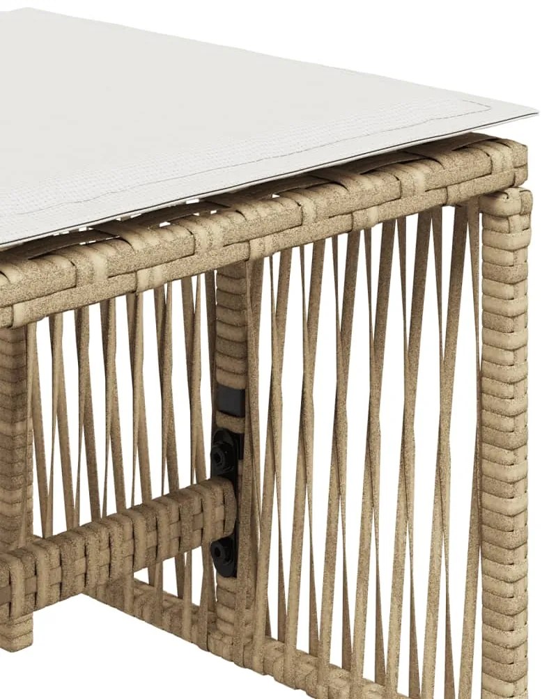 Bancos de jardim com almofadões 4 pcs 41x41x36 cm vime PE bege