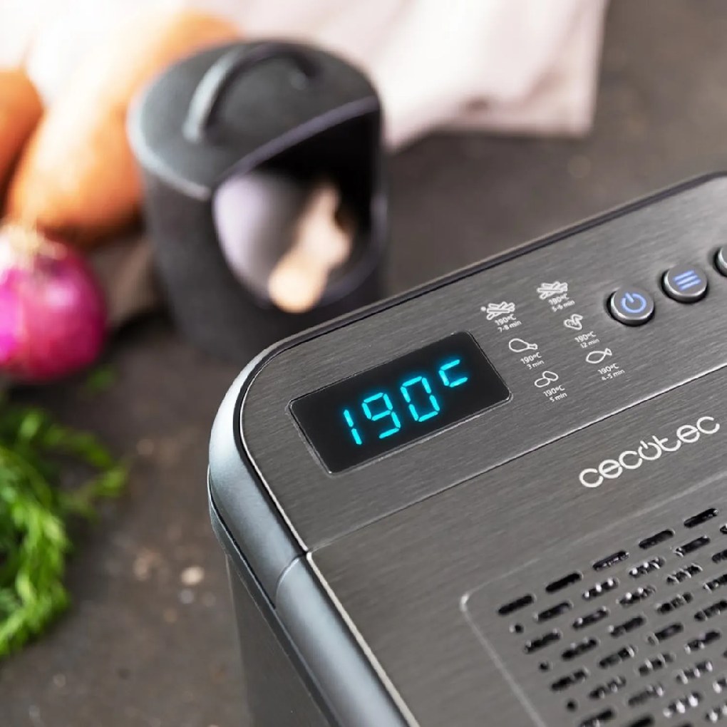 Fritadeira com óleo CleanFry Luxury 3000 Dark de 3,2 litros. 2400 W, aço inoxidável tingido a preto, 5 programas pré-estabelecidos, filtro OilClean