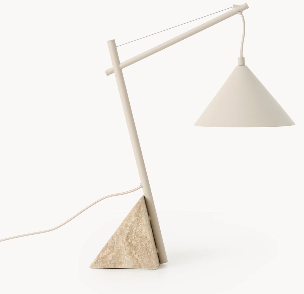 Candeeiro de mesa grande com base em travertino Reyna