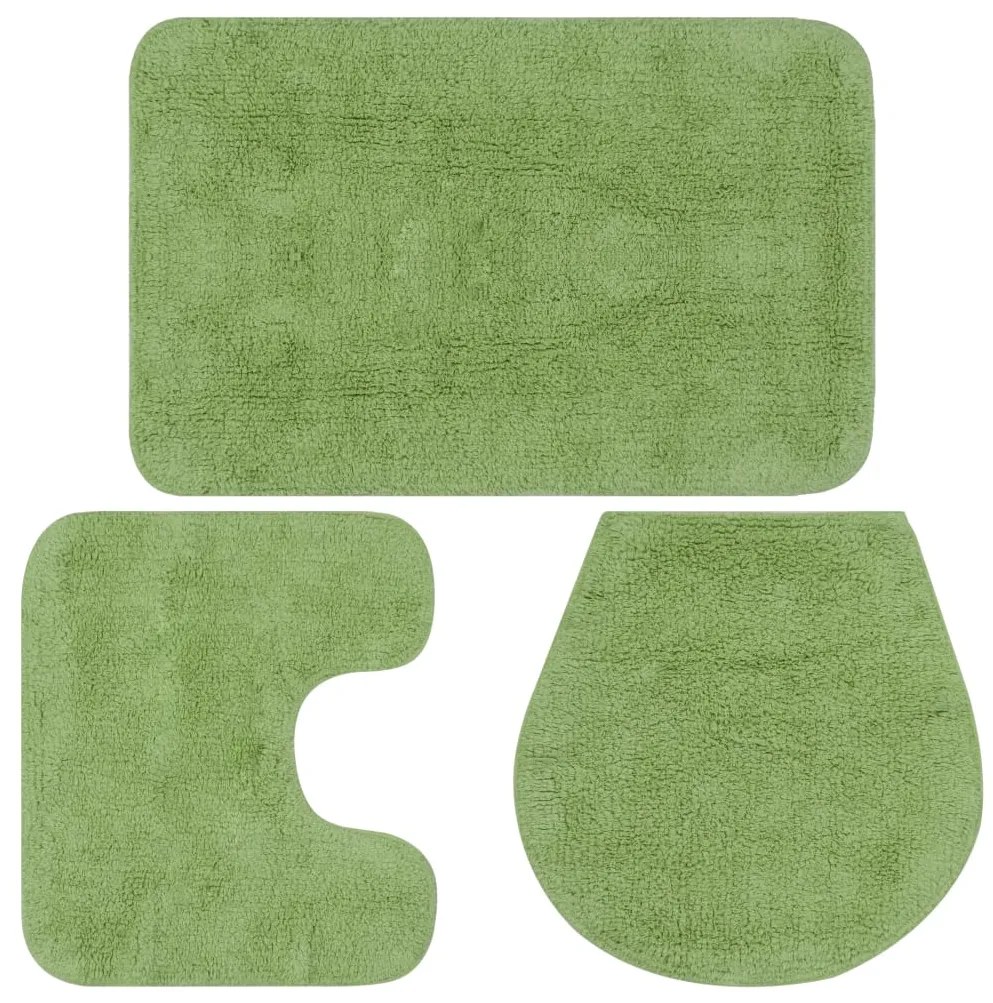 Conjunto tapetes de casa de banho 3 pcs tecido verde