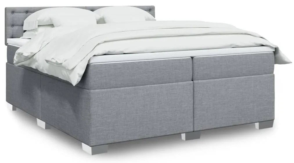 vidaXL Cama com molas/colchão 200x200 cm tecido cinza-claro