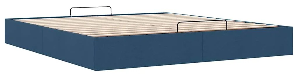 Estrutura de cama otomana sem colchão 200x200 cm tecido azul