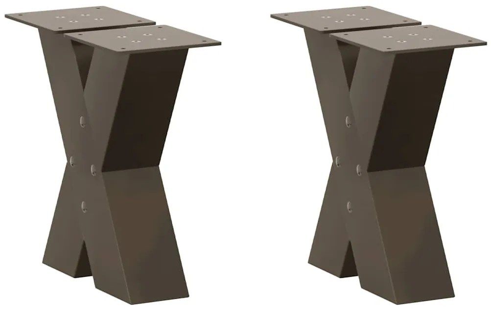vidaXL Pés para mesa de centro em formato de X, 2 peças, aço natural, 30x(30-31) cm, aço