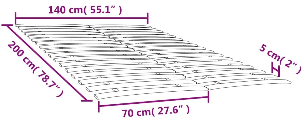 Substituição de ripas de cama com 34 ripas, 2 peças, 70x200 cm
