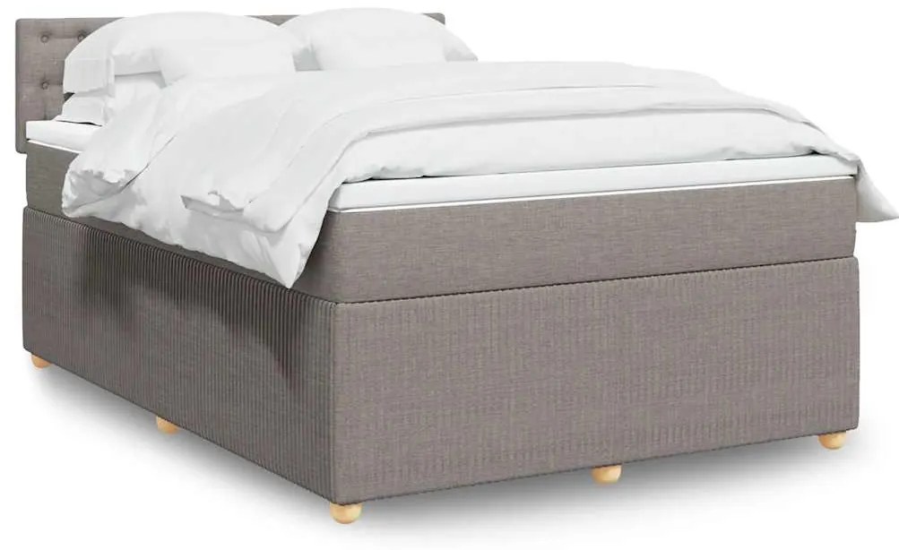 vidaXL Cama com molas/colchão 160x200 cm tecido castanho-acinzentado