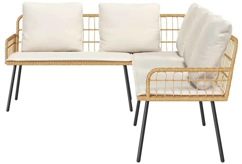 Conjunto de Sofá de Jardim 2 Peças com Almofadas em Rattan Natural