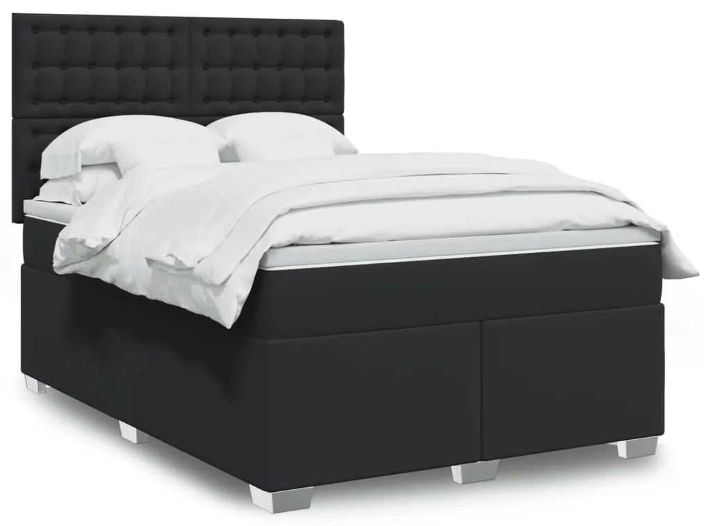 vidaXL Cama com molas/colchão 160x200 cm couro artificial preto
