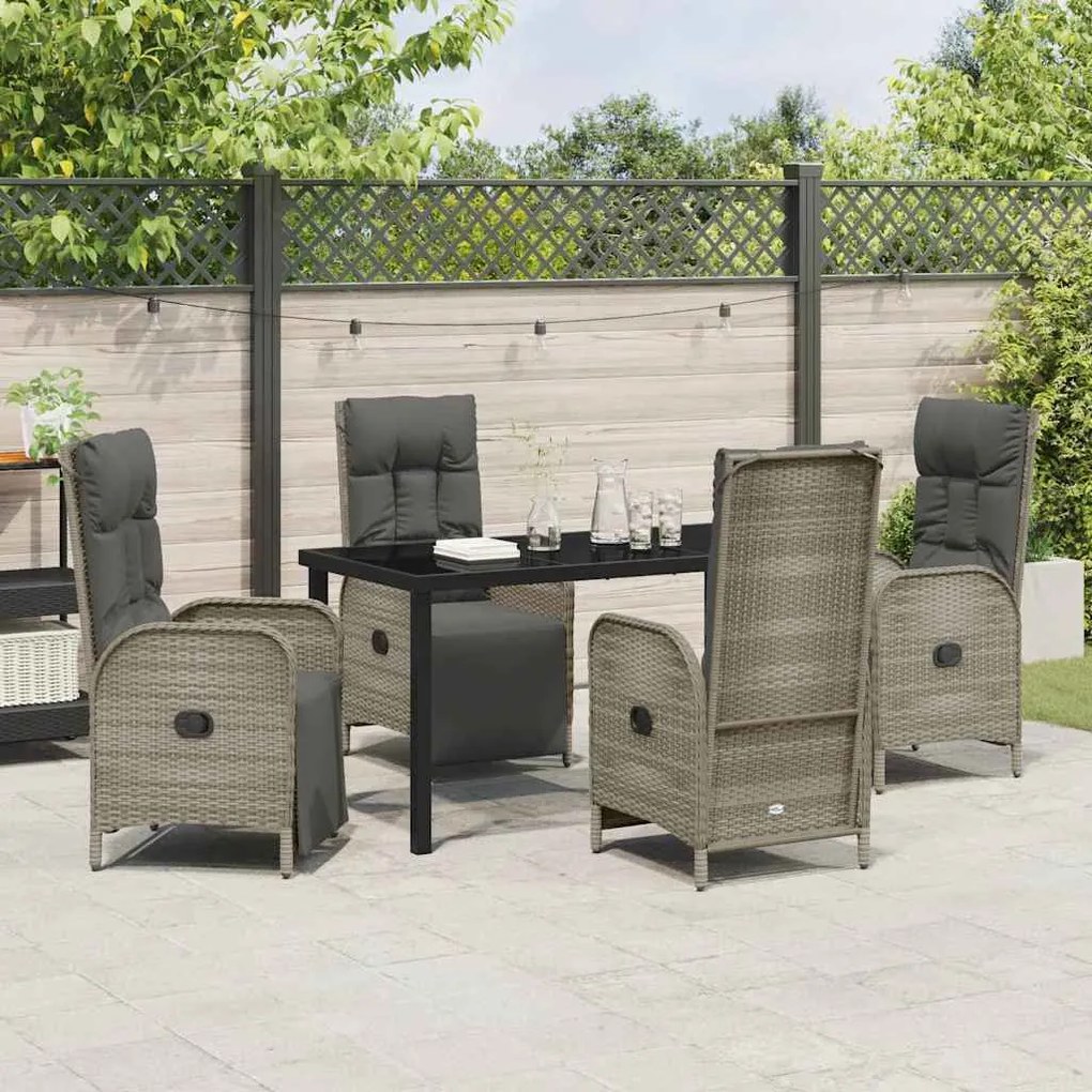 Conjunto de Jantar de Jardim com 5 Peças e Almofadas, Rattan Sintético
