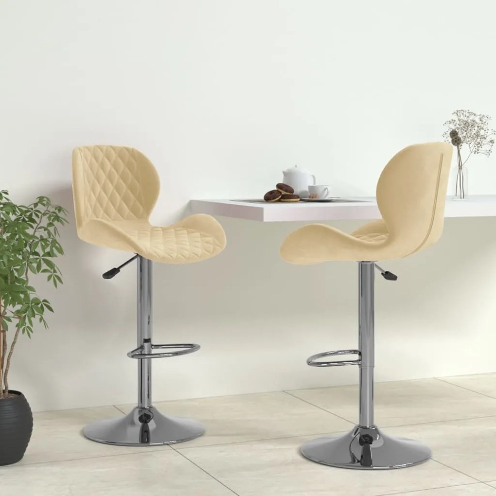 vidaXL Bancos de bar 2 pcs veludo creme
