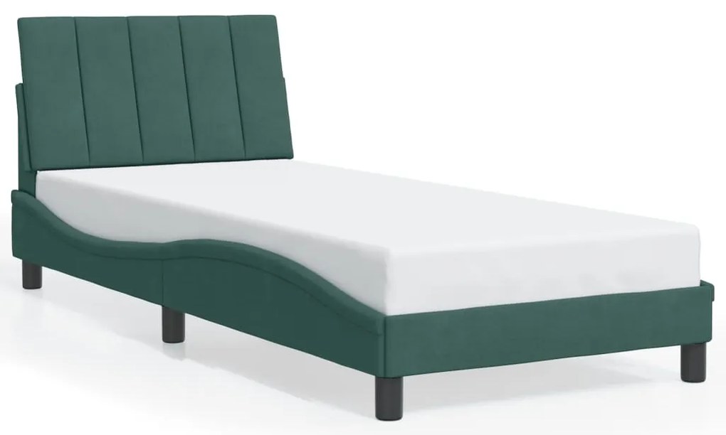 Estrutura de cama c/ luzes LED 80x200 cm veludo verde-escuro