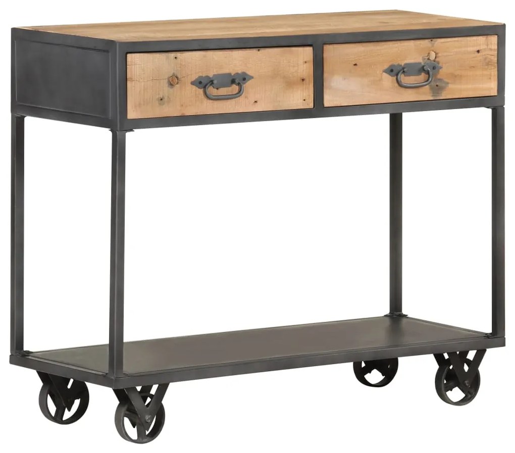 Mesa consola 90x35x74 cm madeira recuperada maciça