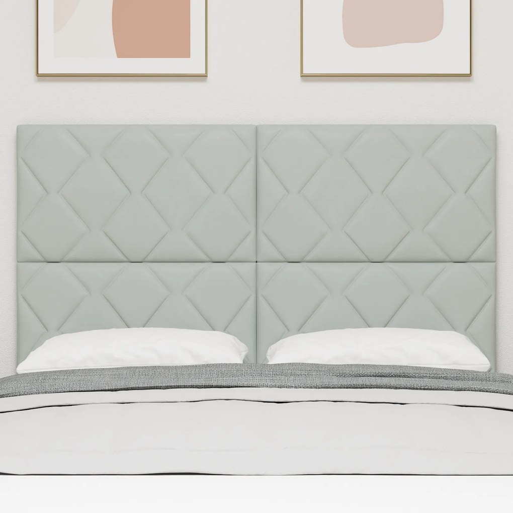 Cabeceira com design de blocos de diamante cinza claro 160cm em veludo