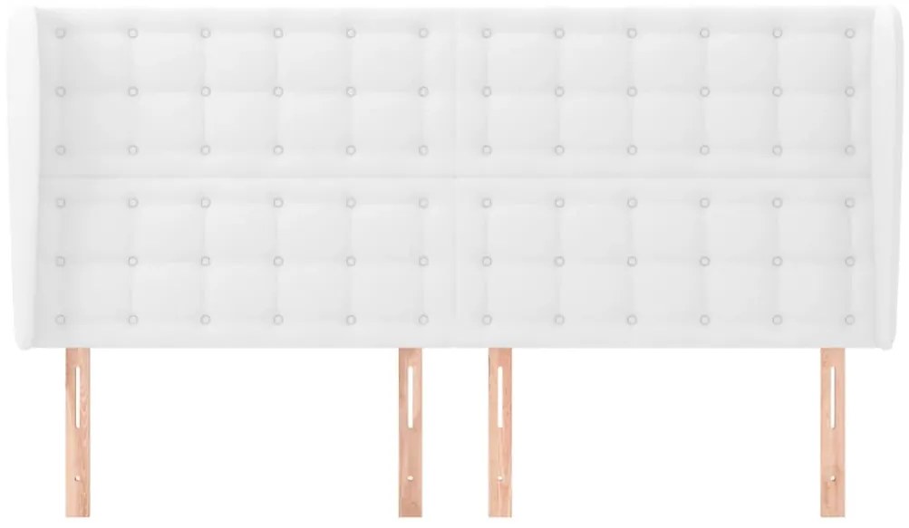 Cabeceira cama c/ abas couro artificial 183x23x118/128cm branco