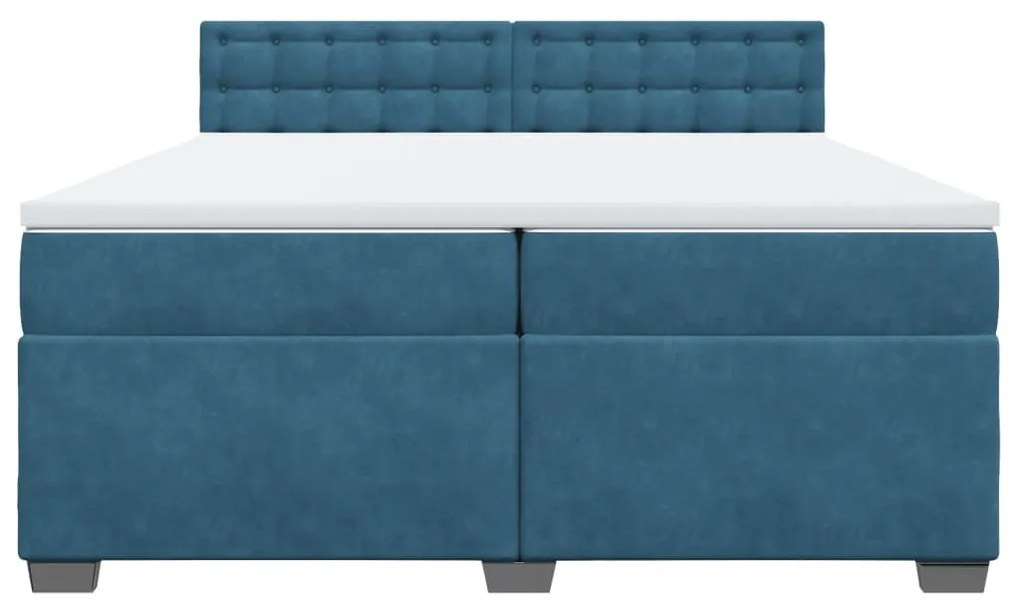 Cama com molas/colchão 200x200 cm veludo azul