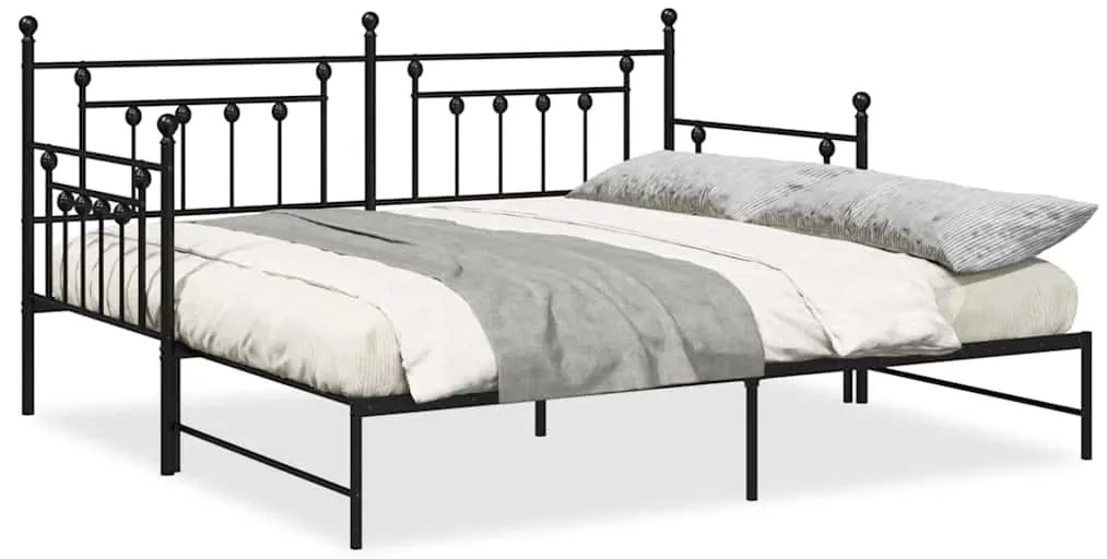 Estrutura de Daybed com Cama Extra VidaXL Preta 90x190 cm Aço