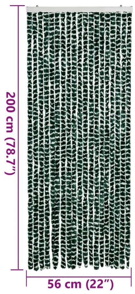 Cortina anti-insetos 56x200 cm chenille verde e branco