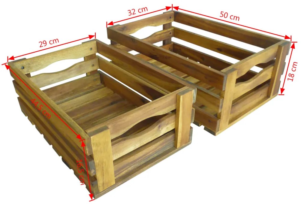 Conjunto de caixas para maçãs 2 pcs madeira de acácia maciça