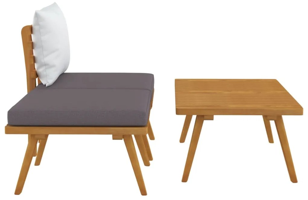3 pcs conjunto lounge de jardim c/ almofadões acácia maciça