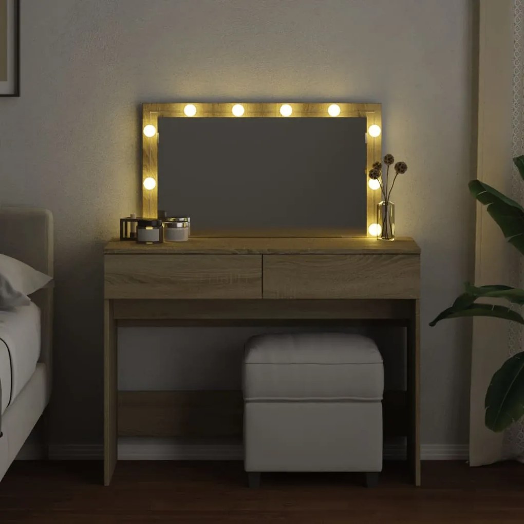 Toucador com LEDs 100x40x120 cm carvalho sonoma