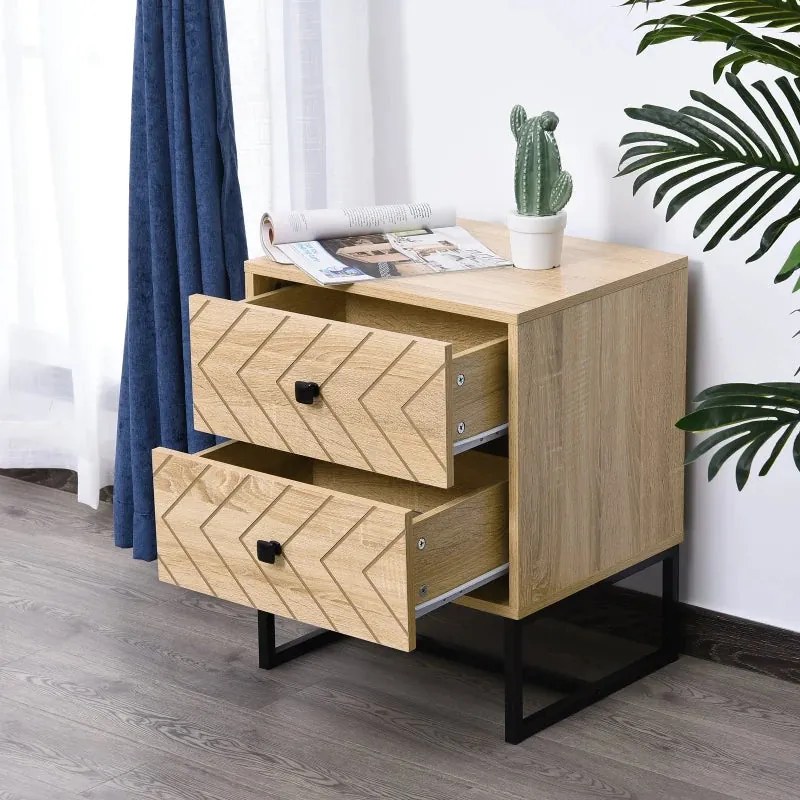 Mesa de Cabeceira Turin com 2 Gavetas - Design Retro