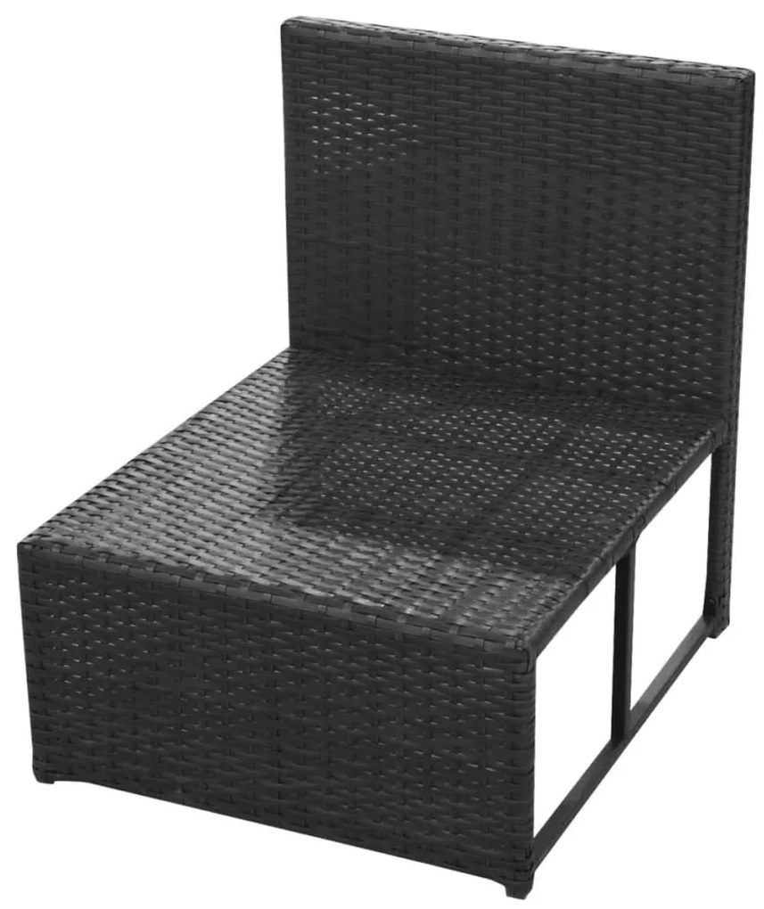 8 pcs conjunto lounge de jardim c/ almofadões vime PE preto