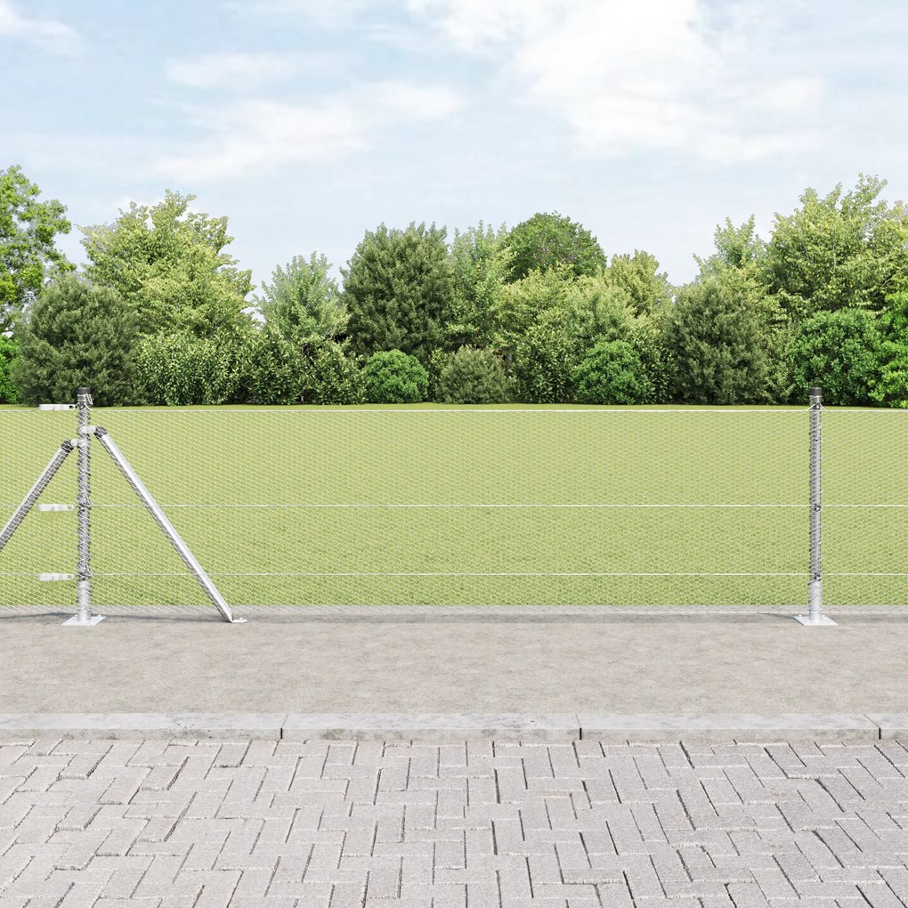 Cerca Hexagonal vidaXL 0,6x100 m de Aço Galvanizado, Postes de Cerca v