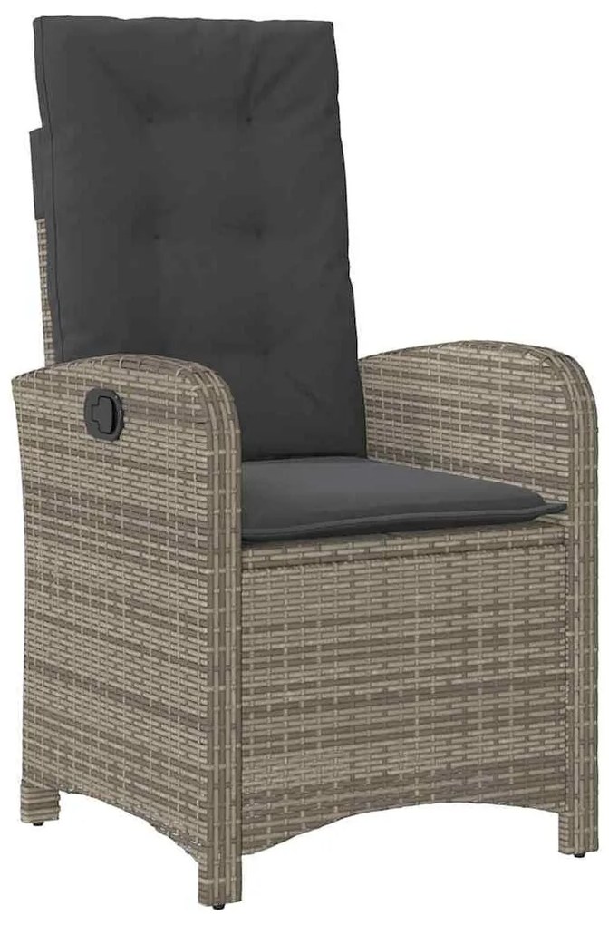 Conjunto de Jantar de Jardim de 3 Peças com Almofadas Cinza Rattan Ver