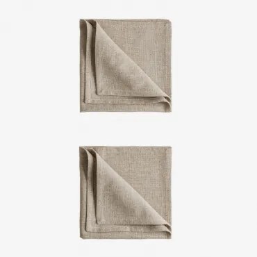 Pack De 2 Guardanapos Em Linho E Algodão Ederne Tapioca Bege - Sklum