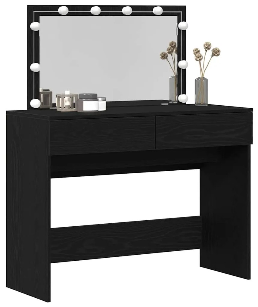Toucador com LED Carvalho Preto 100x40x120 cm