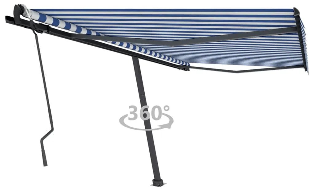 Toldo retrátil manual independente 450x300 cm azul e branco