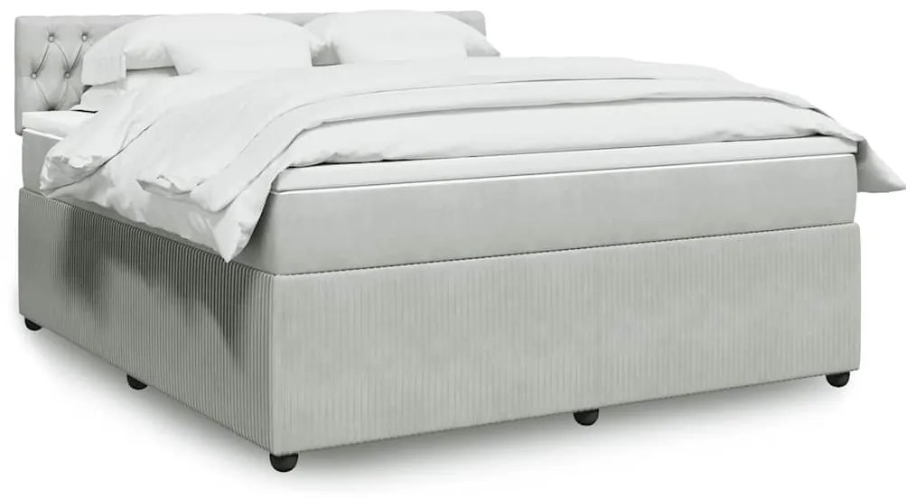 vidaXL Cama com molas/colchão 180x200 cm veludo cinzento-claro