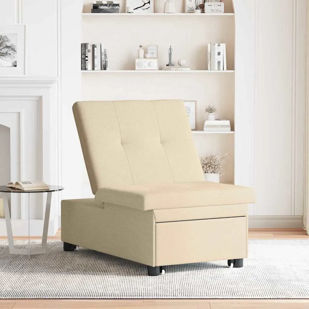 Sofá Cama 3 em 1 com Design Retrátil em Tecido Creme