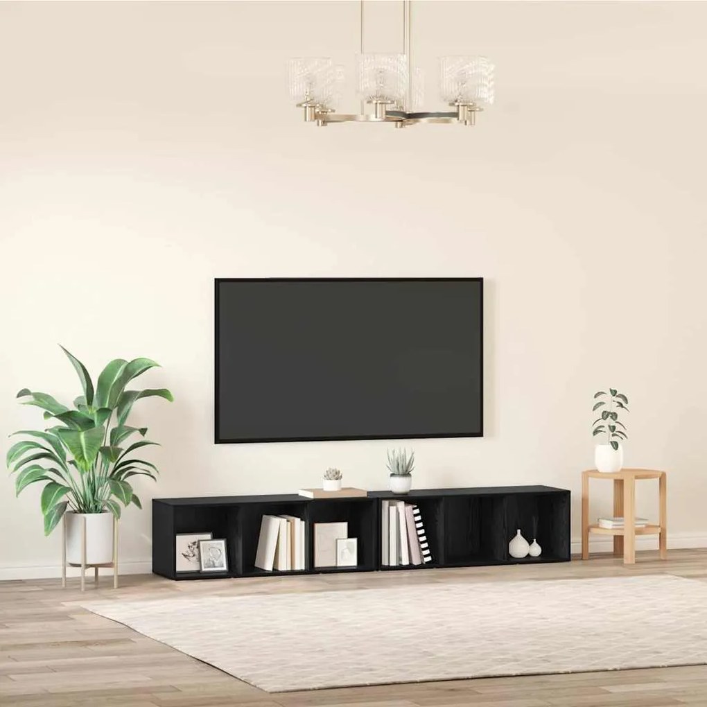 Conjunto de móvel de TV 2 pcs Carvalho Preto 37 x 35 x 107 cm