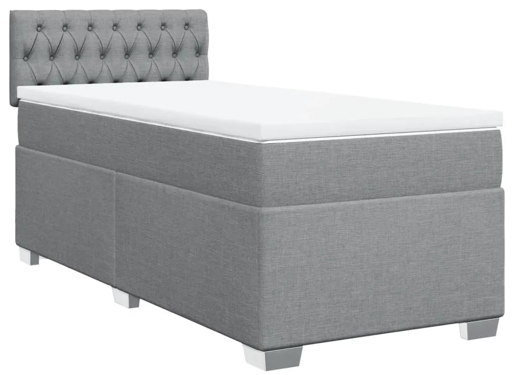 Cama com molas/colchão 90x190 cm tecido cinzento-claro