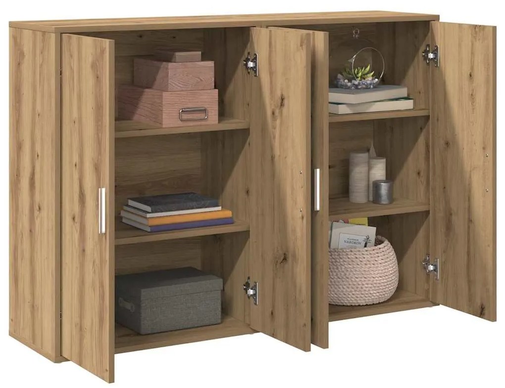 Conjunto de 2 Buffets em Carvalho Artisan 60x31x84 cm - Madeira Estrut