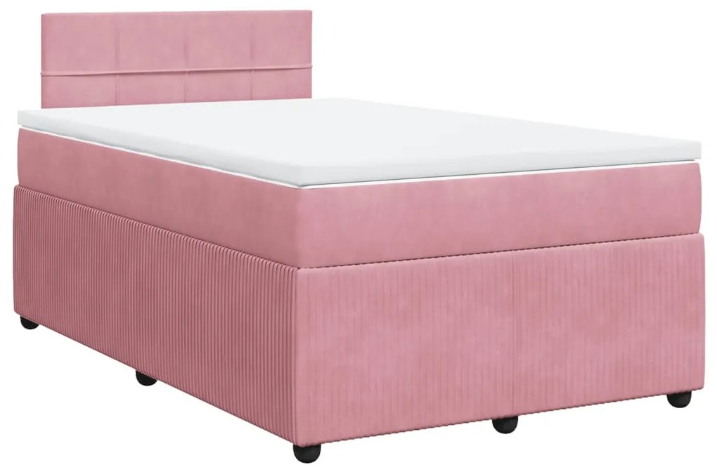 Cama boxspring com colchão 120x190 cm veludo rosa