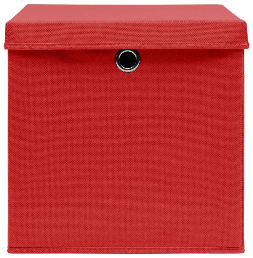 Caixas de arrumação com tampas 4pcs 32x32x32 cm tecido vermelho