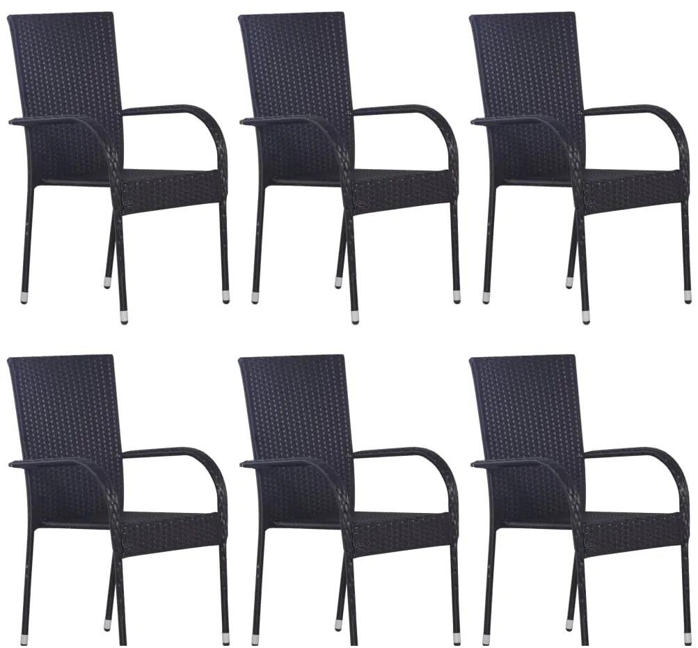 7 pcs conjunto de jantar para jardim preto