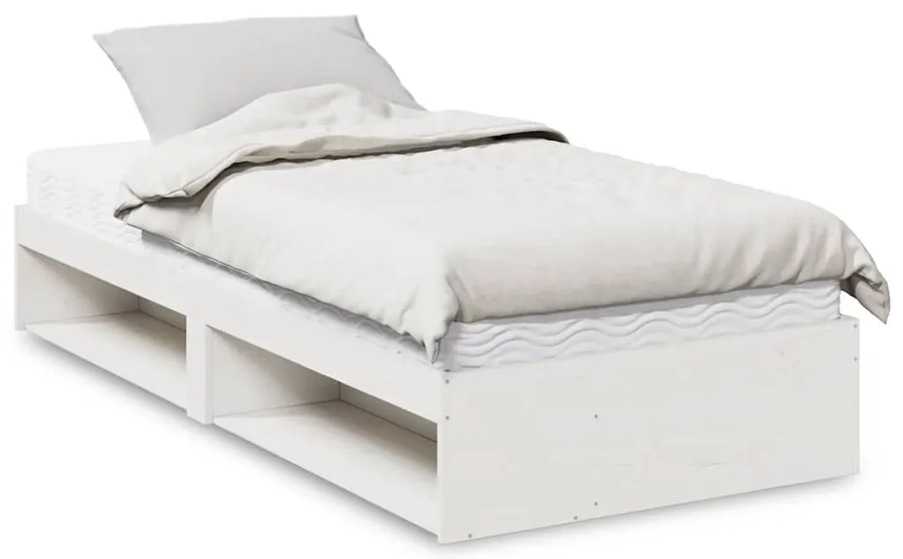 Cama dia com colchão branco 100x200 cm pinho de madeira maciça