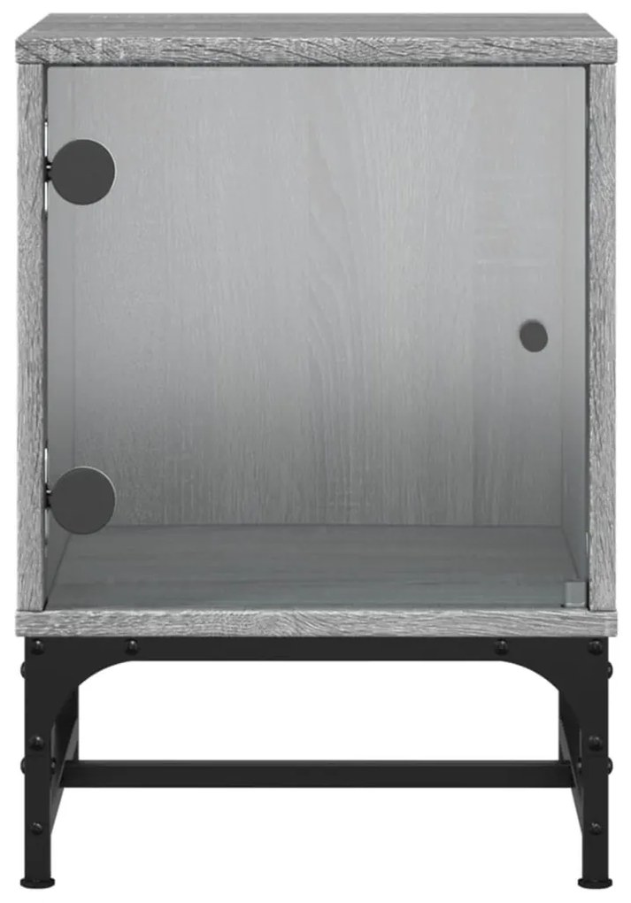 Mesa cabeceira c/ portas vidro 2 pcs 35x37x50cm cinzento sonoma