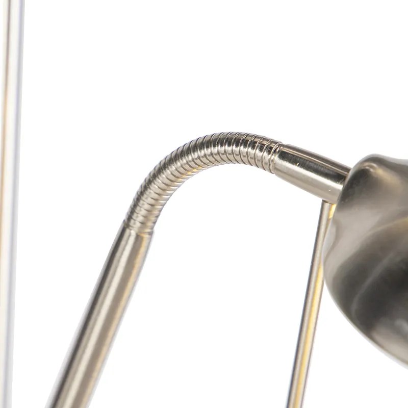 Candeeiro de pé em aço com candeeiro de leitura incluindo LED e dimmer - Diva 2