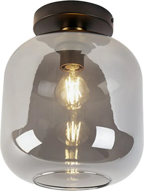 Candeeiro de teto design preto e dourado com vidro fumê - Zuzanna