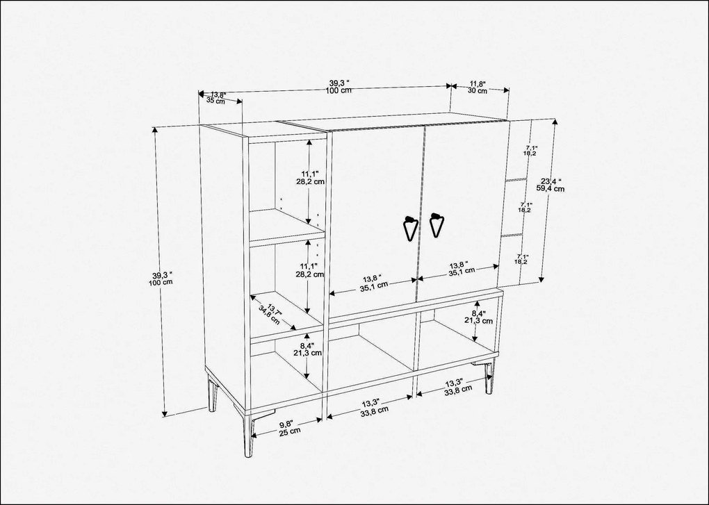 Console Platin – Oak White – 100x35x100 cm