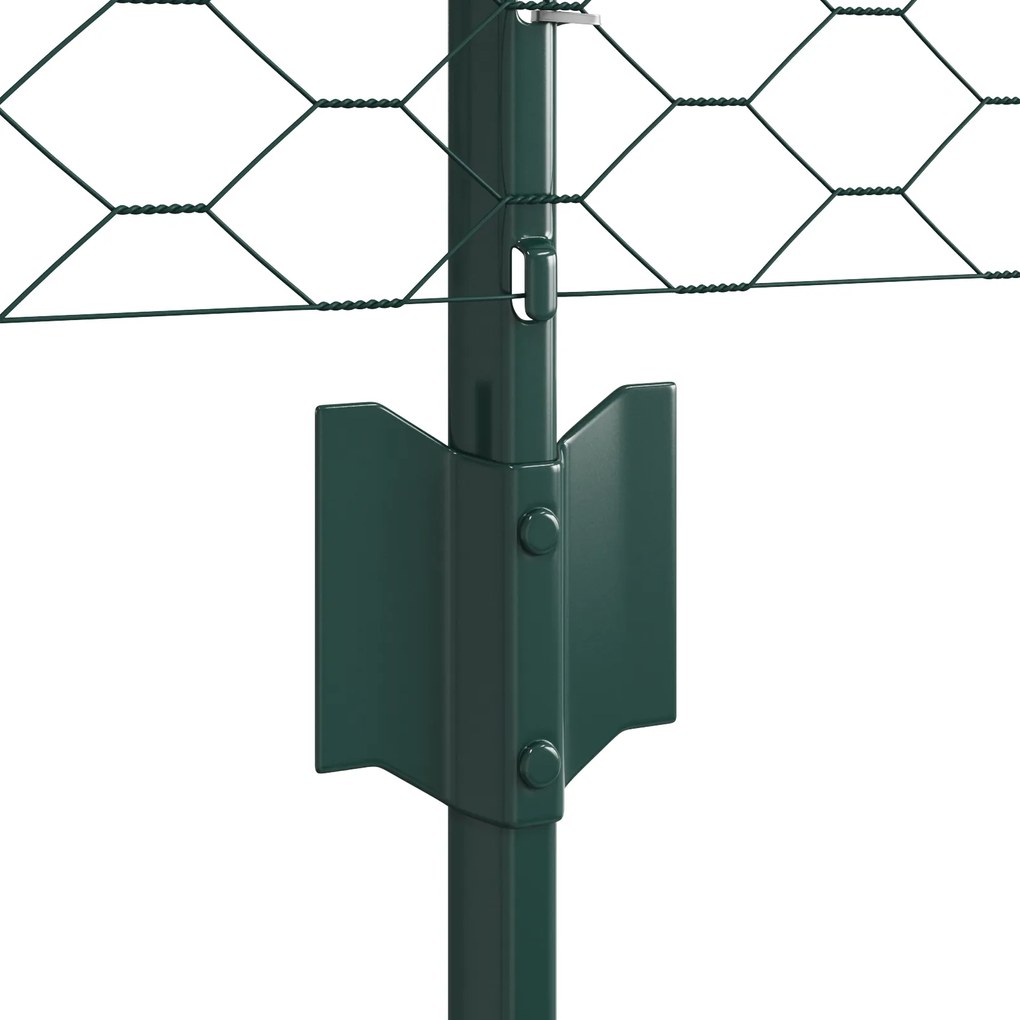 Postes de Cerca vidaXL 5 pcs Canal U Verde 120 cm de Aço, Cerca Hexago