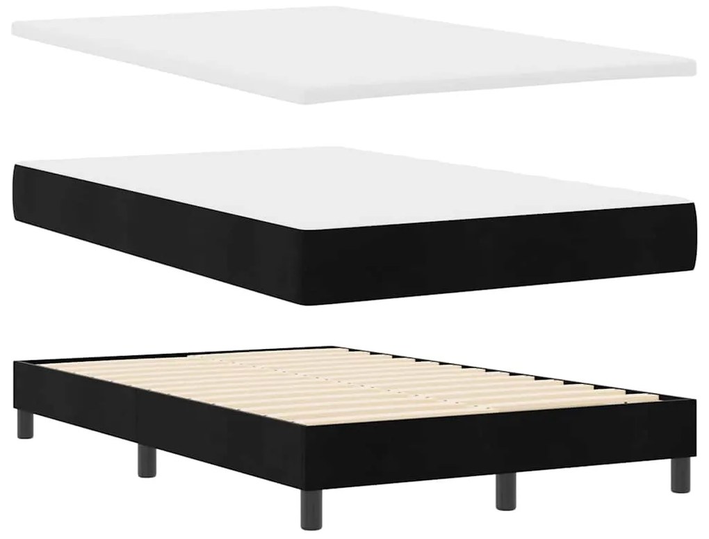 Cama Box Spring vidaXL com Colchão Preto Casal Pequeno Veludo
