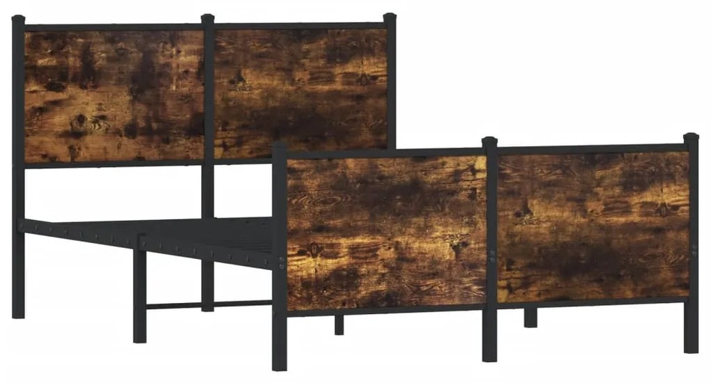 Estrutura de cama sem colchão 120x190 cm metal carvalho fumado