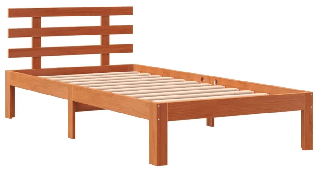 Cama sem colchão 90x200 cm pinho maciço castanho-mel