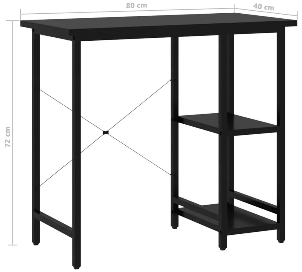 Secretária de computador 80x40x72 cm MDF e metal preto